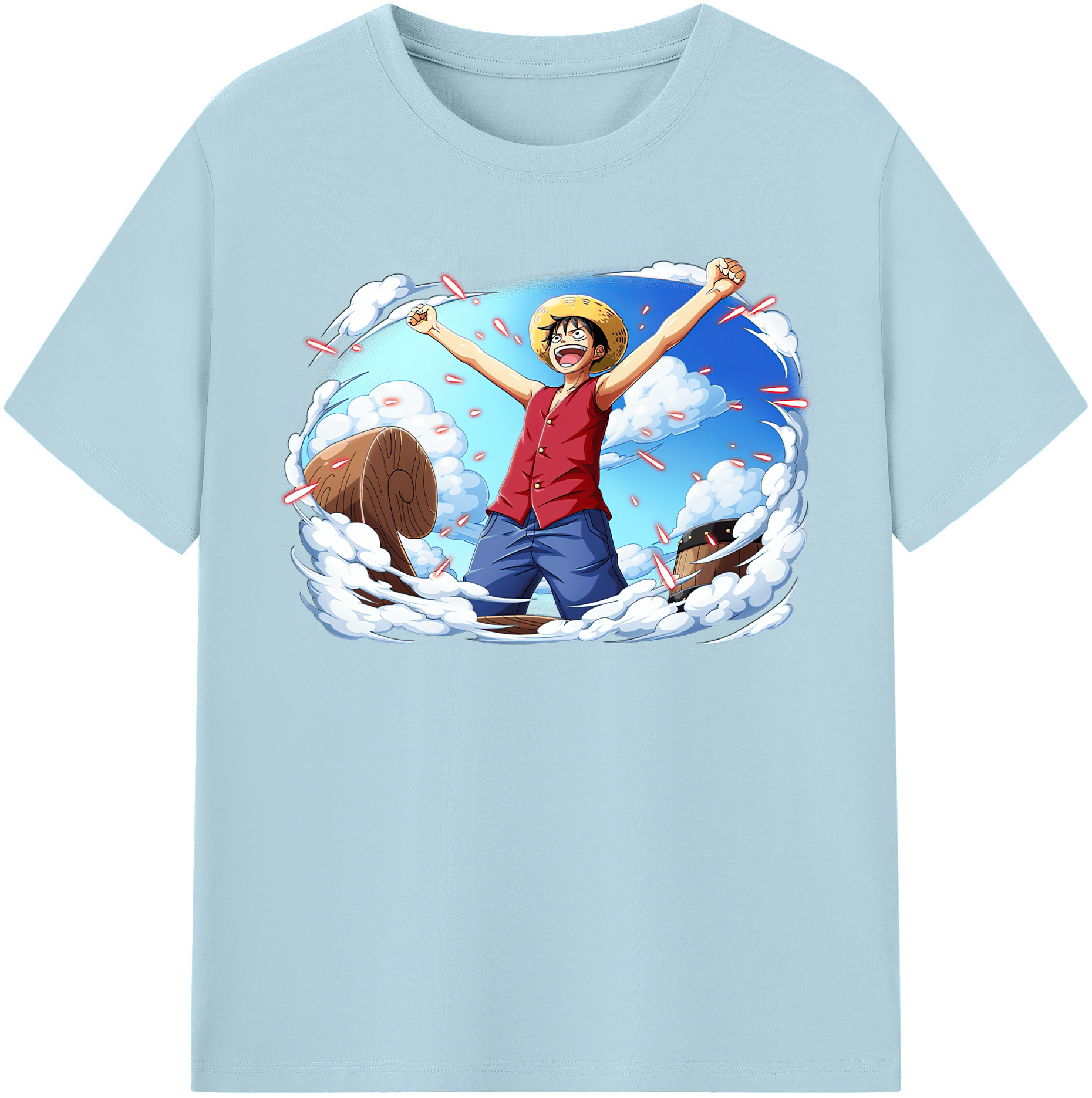 ワンピース モンキー・D・ルフィ ONE PIECE Monkey D. Luffy 綿100％半袖Tシャツ（フロントプリント）
